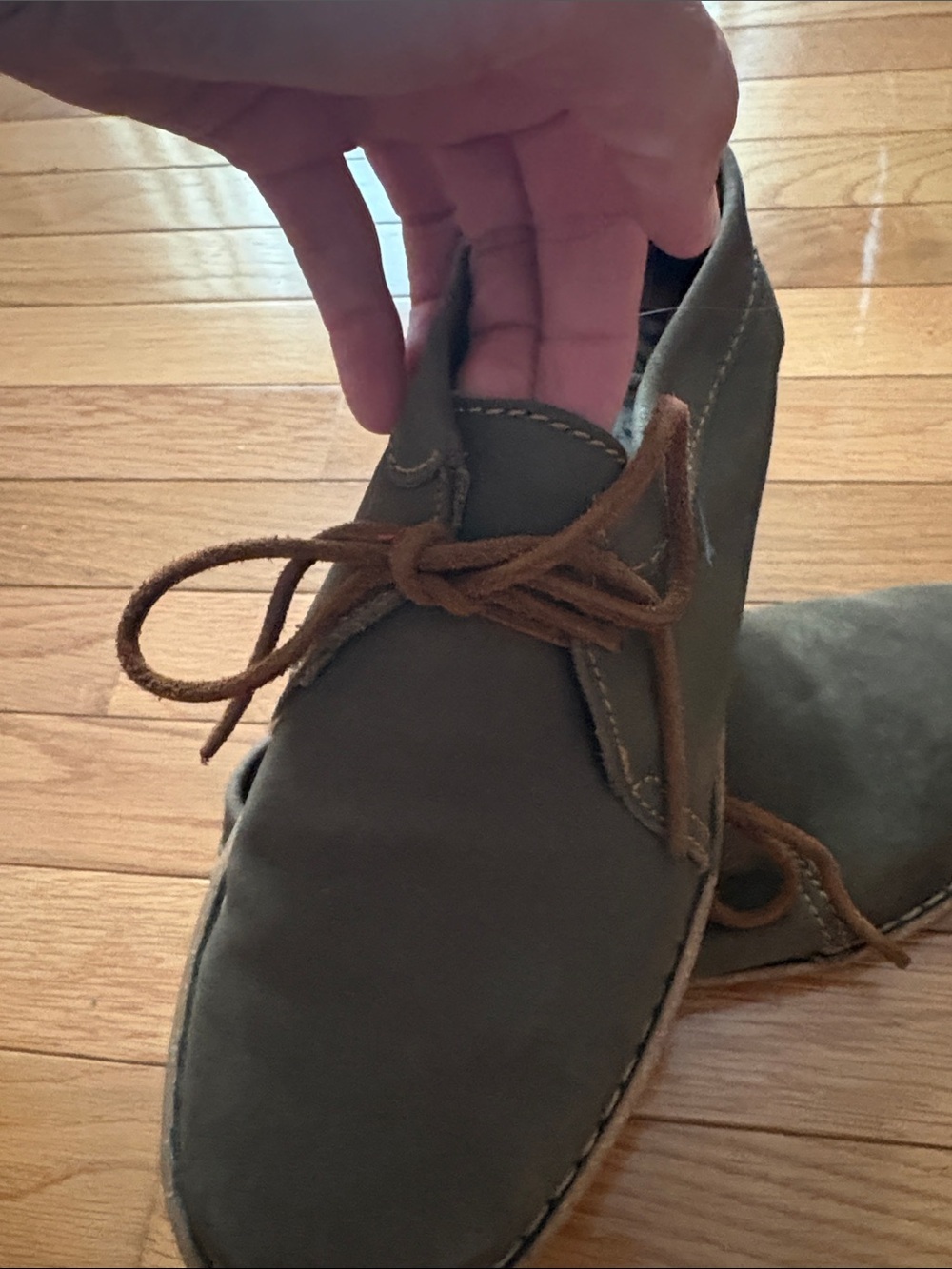 Born Women's Chukka Boots in Olive with Brown Laces - Picture 6 of 10